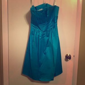 Turquoise David’s Bridal Bridesmaid line dress